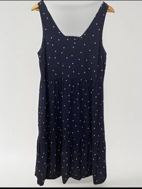 Reitmans Navy and White Polka Dot Midi Dress